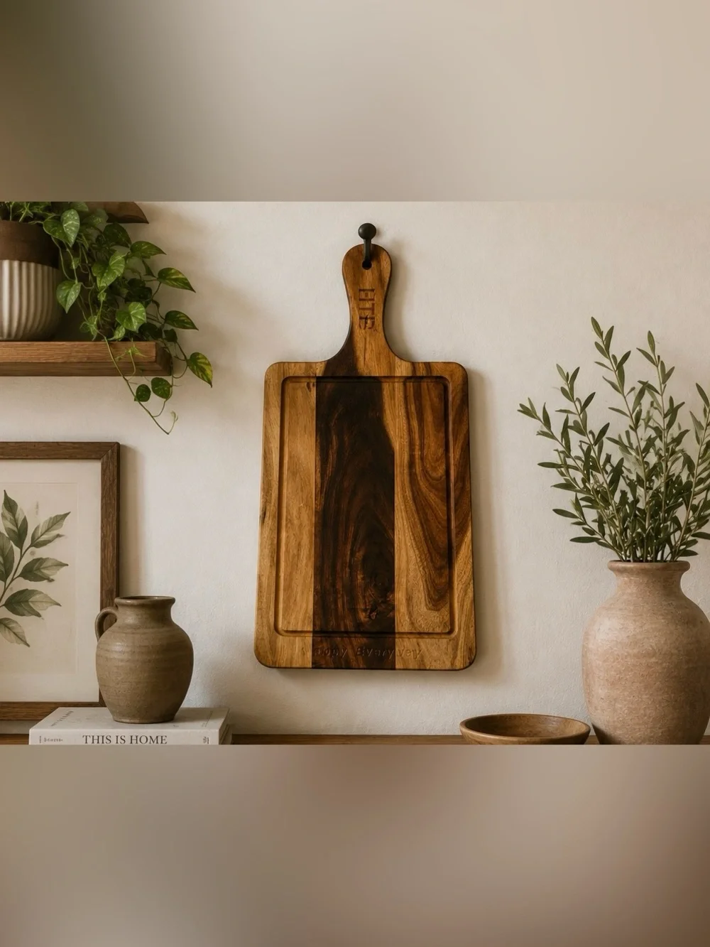 HTB Acacia Wood Charcuterie Serving Board Happy Everyday Cheese Cutting Board